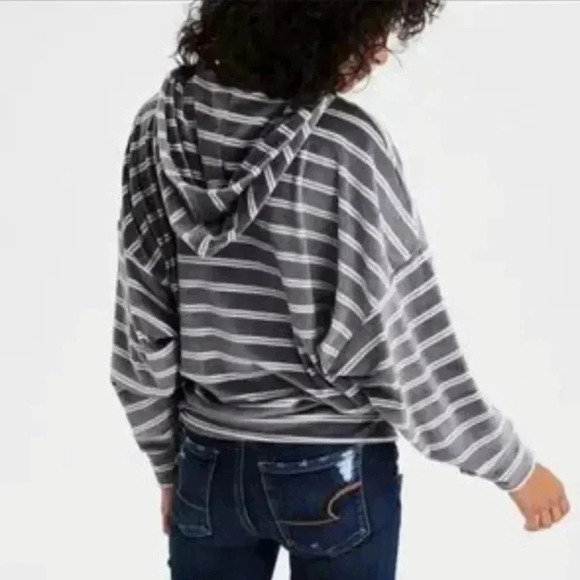 American Eagle Velour Striped Hoodie Dolman Sleeves-Size Large- NWOT 🦅 - Picture 7 of 7